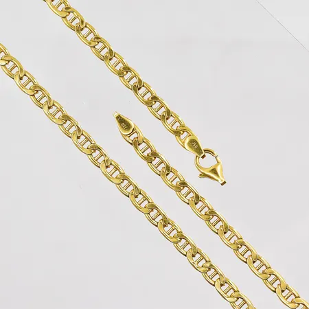 Kedja Pansar med stav, 60cm, bredd 4,4mm, ihålig, defekt, låsring saknas, 18K Vikt: 16,6 g