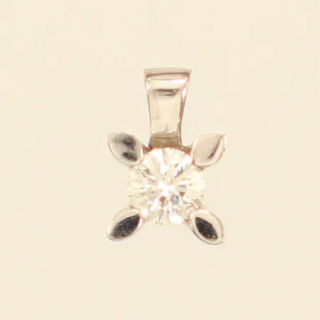 Hänge, diamant ca0,20ct, längd 8mm, bredd 5,5mm, vitguld, 14K Vikt: 0,5 g