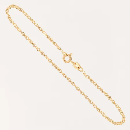 Armband Singapore, längd 18cm, bredd 1,5mm, 18K.  Vikt: 1,2 g