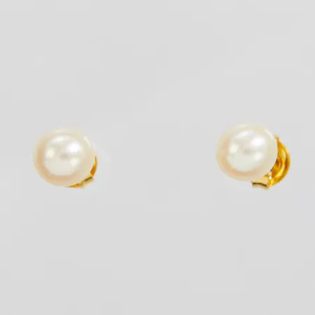 Ett par örhänge, odlade pärlor, Ø5,5mm, 13x5,5mm, stift, 18K Vikt: 0,9 g