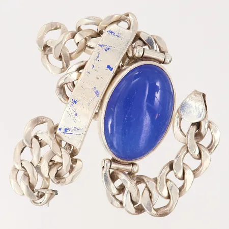 Silversmycken, defekt, sten, silver 925/1000.  Vikt: 80,3 g