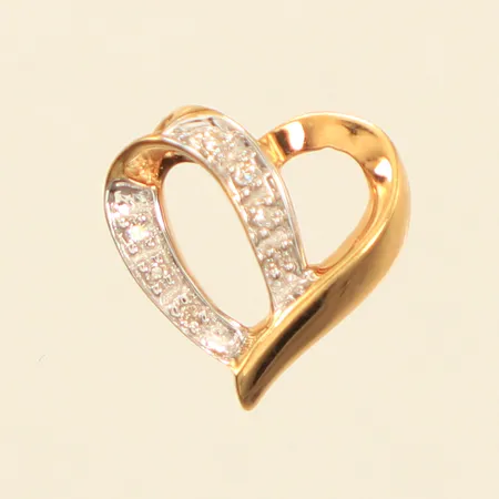 Hänge hjärta, diamanter 7xca0,005ct, längd 12,8mm, bredd 12,5mm, 18K Vikt: 1,2 g