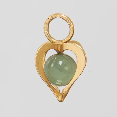 Hänge, grön sten, 14x8mm, Guldfynd, 18K Vikt: 0,7 g