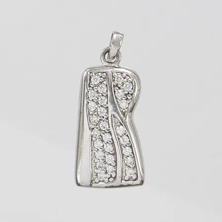 Silverhänge, rodierat, vita stenar, 25x12mm, GHA, 925/1000 Vikt: 2,4 g