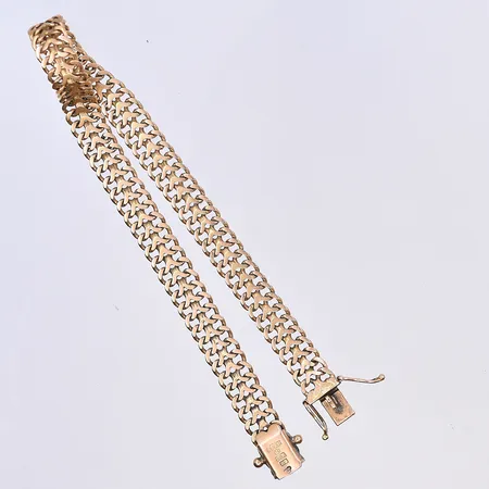 Armband Fiskbenslänk, längd 19,5 cm, bredd 7 mm, 18K. Vikt: 10,6 g