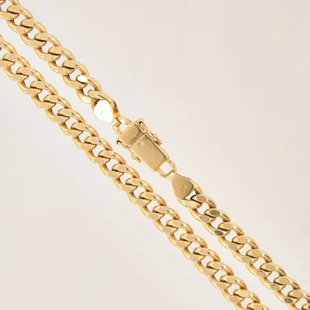 Kedja Pansar, längd 50cm, bredd 6mm, Balestra, ihålig, något repig, 18K  Vikt: 31,3 g