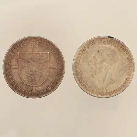 2 mynt, 5 kronor, Sveriges riksdag 1935, silver 900/1000 Vikt: 50 g