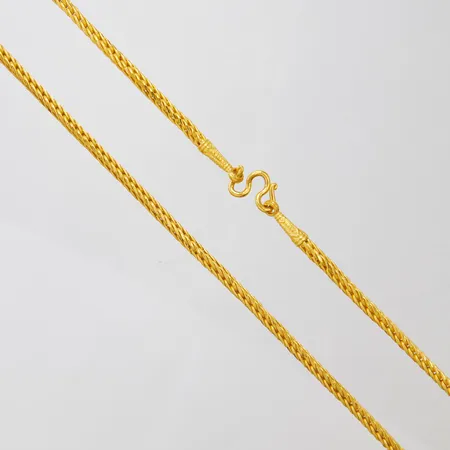 Collier, fyrkantig Rävsvans, längd:60,5cm, bredd:4mm, S-lås, Thai, 2 Baht, 23K Vikt: 30,4 g