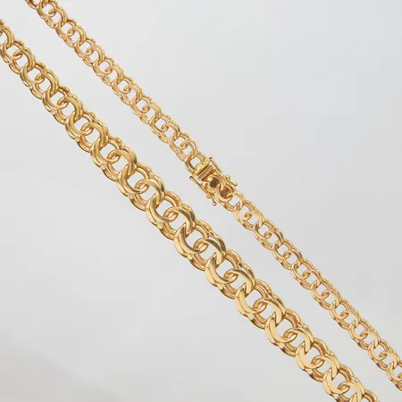 Collier, doserad Bismarck, längd:46cm, bredd:7-12mm, kistlås, Guldfynd, 18K Vikt: 48,9 g