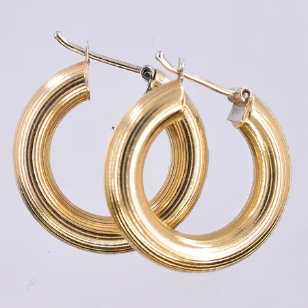 Ett par örhängen, Ø14 mm, bredd 5 mm, 18K. Vikt: 6,5 g