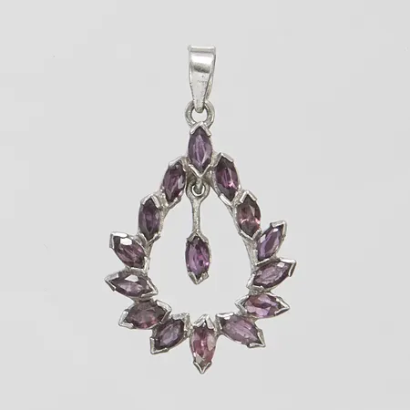 Silverhänge med rörlig del, lila safirer, 31,5x18,2mm, 925/1000, bruttovikt: 2,6g Vikt: 2,6 g
