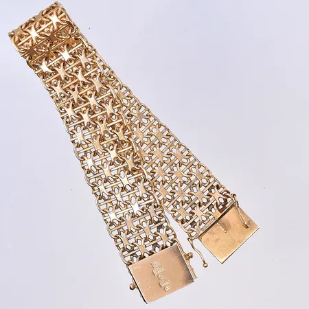 Armband X-länk, längd 19 cm, bredd 18 mm, 18K. Vikt: 37,1 g