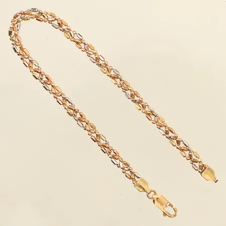 Armband, längd 19,5cm, bredd 3,4mm, trefärgat, GHA, 18K Vikt: 6,9 g