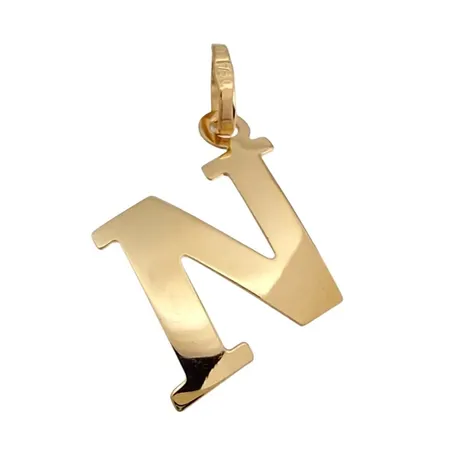 Hänge Bokstaven N, 18K guld, längd inkl. ögla 20 mm, fint skick Vikt: 0,4 g