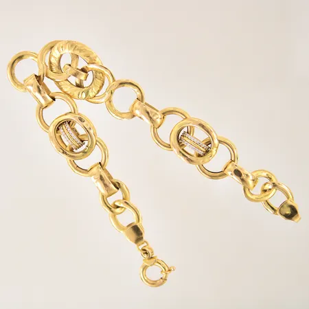 Armband med vita stenar, längd: 20cm, bredd: 5,1-18mm, stenar saknas, bucklor, 21K Vikt: 21,6 g