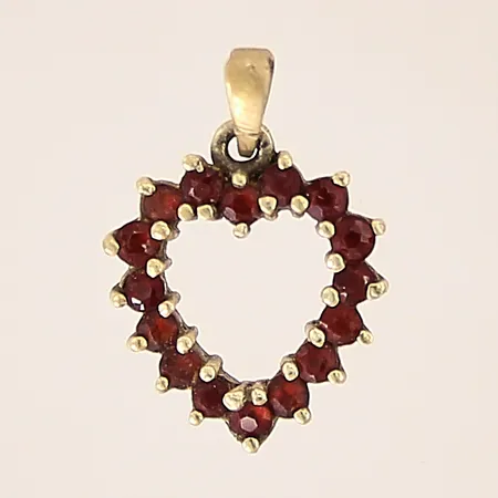 Hänge med röda stenar, 18x13mm, silver 925/1000 Vikt: 1,1 g