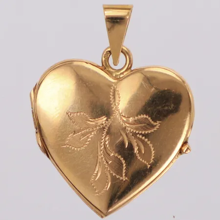 Medaljong/fotogömma, hjärta med cicelerad dekor, 32x25mm, 18K Vikt: 7,1 g