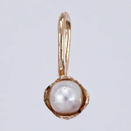 Hänge med odlad pärla, längd: ca 0,9cm, bredd: ca 3mm, 18K Vikt: 0,2 g
