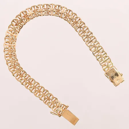 Armband x-länk med stav, 18cm, bredd:8mm, 18K 15,1g.