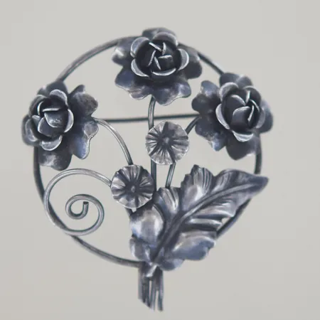 Brosch, diam 5 cm, Silver sterling Vikt: 13,3 g