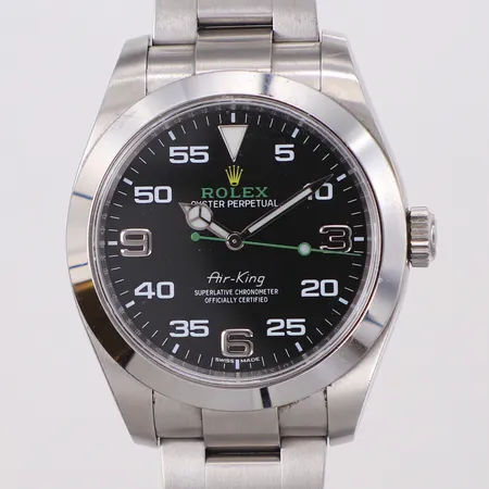 Herrur Rolex Oyster Perpetual Air-King, stål, automatisk, 40mm, ref: 116900, snr: U3729345, verksnr: 31PQ3604, Cal. 3131, Oysterlänk ca 18cm inklusive ur, viklås Easylink, repor på länk och boett, en extra länkbit, tag, certifikat Aurum Group daterat 09/11/2017, box, ytterkartong.