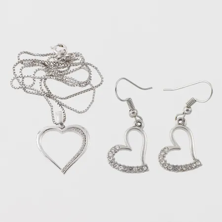 Collier med hänge + tillhörande örhängen, silver med stenar. Vikt: 5,6 g