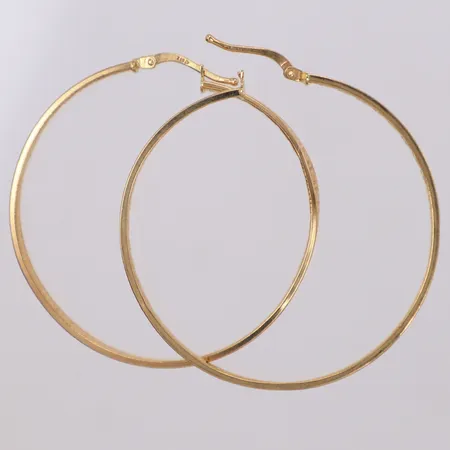 Ett par örhängen, creoler med meandermönster, Ø43mm, bredd 3,1mm, bucklor, ihåliga, 18K  Vikt: 2,9 g