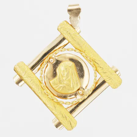 Hänge, Jungfru Maria, höjd 43mm, bredd 38mm, 18K guld  Vikt: 4,1 g