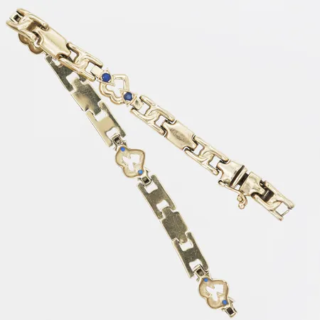 Armband med blå/vita stenar, längd 19cm, bredd 8mm, defekt/av, 14K guld Vikt: 10,2 g