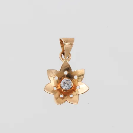 Hänge med vit sten, Guld & Silverateljén Schmidt & Co AB, höjd med ögla 15.9 mm, 18k. Vikt: 0,5 g