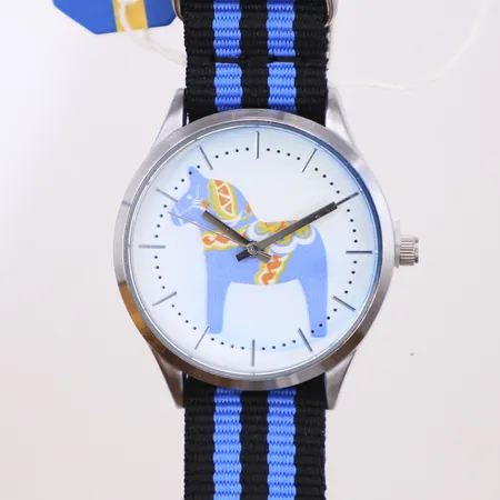Armbandsur, Ø36,5mm, Swedish Heritage Assortments, blå, stål, quartz, plasten kvar, tygband, putsduk, tag, box