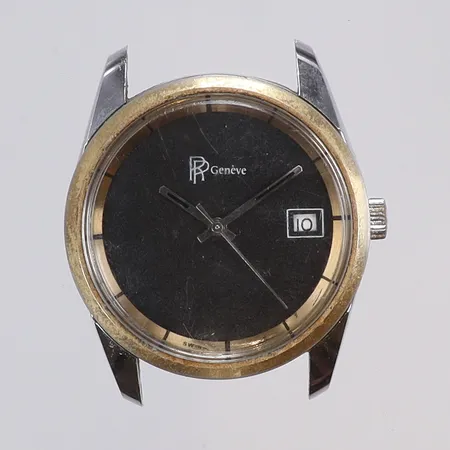 Herrur PR Genève Ø36mm, automat, datum, repor och slitage, utan länk, ca 1970-tal 