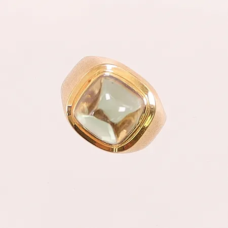Ring, Ø18, bredd:14mm, grön syntetisk spinell, 18K 5,5g.