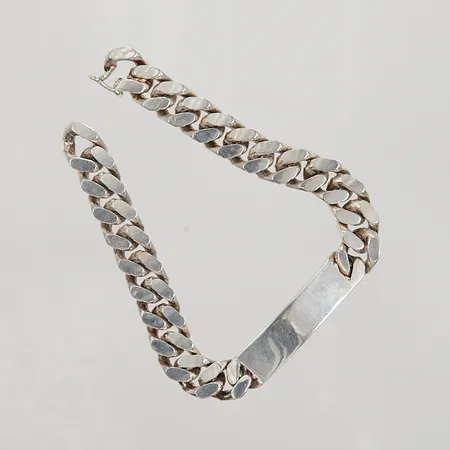 Armband Pansar med platta, ca 21,5cm, bredd 11mm, snävt lås, silver,  Vikt: 74,8 g