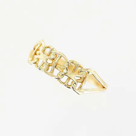 Ring, X-länk, stl 18, bredd 2-6mm, 18K. Vikt: 1,9 g