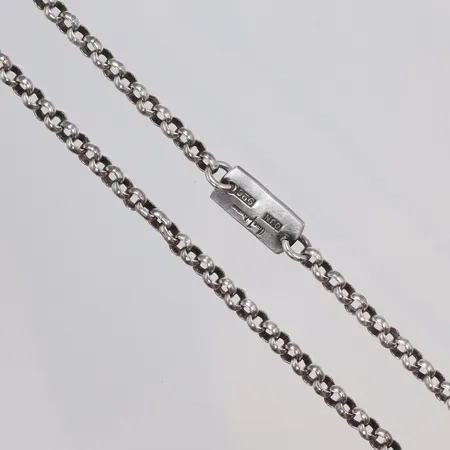 Kedja, Ärtlänk 64cm bredd 4mm, ej öppningsbar, stämplad OJN (Owe Johansson)  Silversmedjan på Hven,  Simrishamn, silver 925/1000 Vikt: 36,1 g