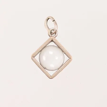 Hänge, 13mm, vit sten, 830/1000 Silver 3,5g.