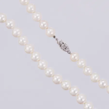 Pärlcollier med odlade sötvattenspärlor, längd: ca 45cm, Ø ca 8mm, GHA,  med silverlås 925/1000