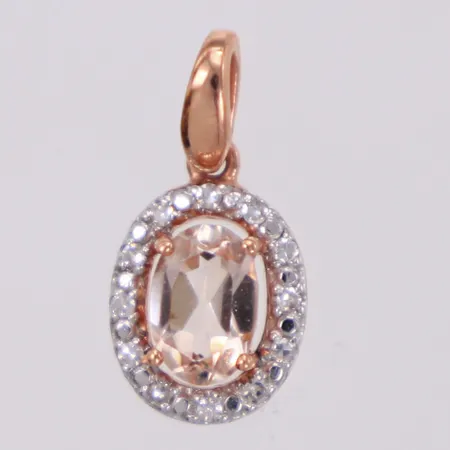 Hänge med diamanter 12 x ca 0,005ct samt färgsten, 15mm, roséguld, 9K Vikt: 0,7 g