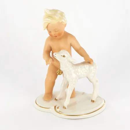 Figurin Schaubachkunst, Pojke med lamm, 15cm, nr 6/0