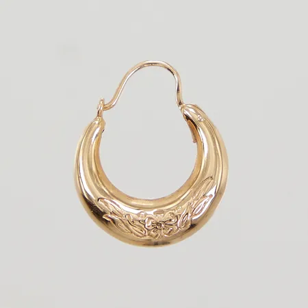 Udda örhänge, längd 20,5x17mm, bredd 4,5mm, blomdekor, ostämplad, 18K,  Vikt: 0,8 g