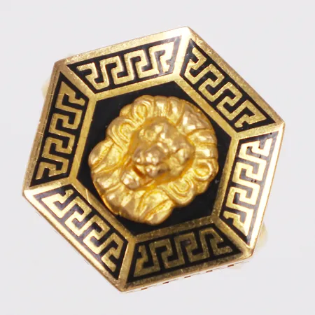 Ring, svarta emalj, stl 17, bredd 1,7-18,6mm, OBS! Ej märkesdesign, bucklig, 21K Vikt: 7 g