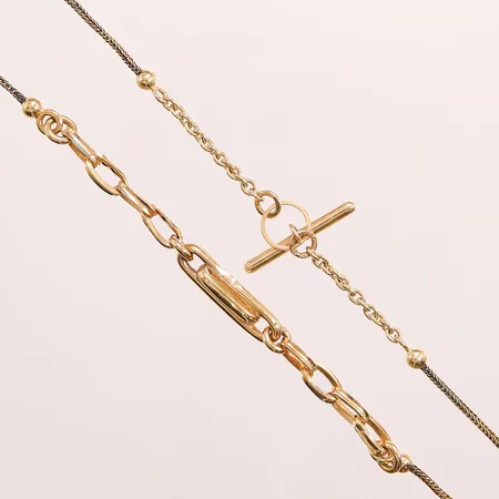 Collier, 45cm, skeva länkar, 18K 11,8g.