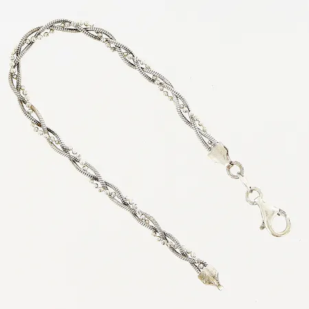 Armband flätat 19,3cm, bredd 5mm, GHA, silver 925/1000. Vikt: 6 g