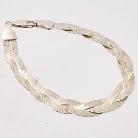 Armband i silver, 18cm, Flätad, bredd 8mm, 925/1000, vikt 7,29g.