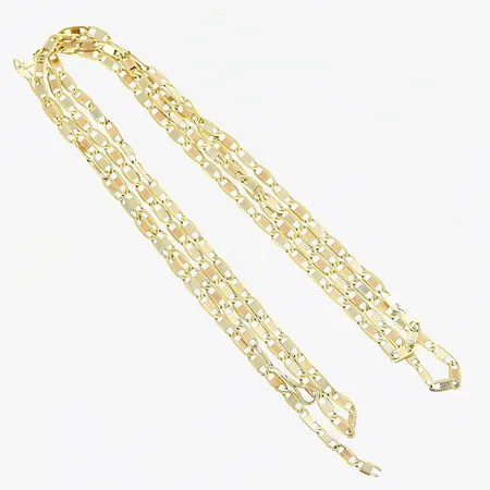 Kedja, 50,5cm, bredd 1mm, lås saknas, 18K. Vikt: 1,6 g