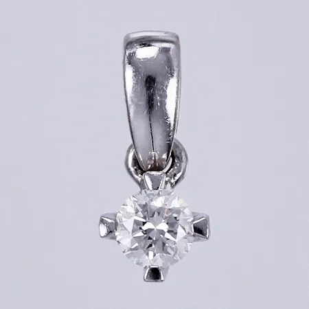 Hänge med diamant, ca 1x0,08ct, längd: ca 0,9cm, bredd: ca 2-4mm, vitguld, 18K Vikt: 0,3 g