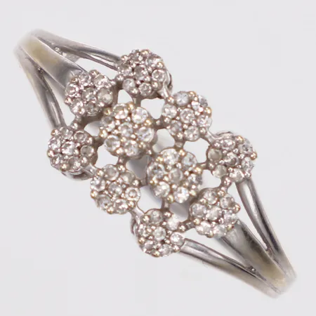 Ring, diamanter 70xca0,005ct, stl 17, bredd 1,8-8,5mm, GHA, vitguld, omrodinering behövs, 18K Vikt: 3,2 g