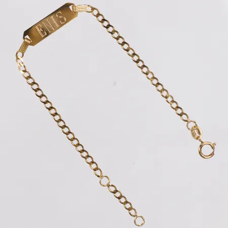 Armband, Pansar, namnbricka, längd 12,5-14cm, bredd 2-5mm, gravyr, 18K Vikt: 1,3 g