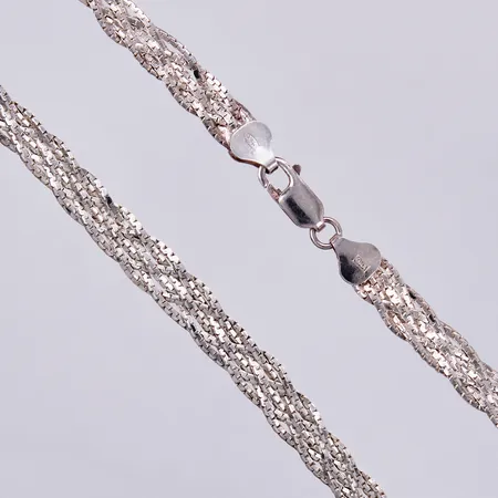 Kedja flätad, längd: ca 44,5cm, bredd: ca 7mm, GHA, 925/1000, silver  Vikt: 17,5 g